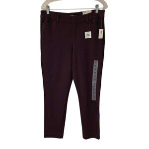 Old Navy Pixie Ankle Pants Burgundy Side Stripe Stretch Womens Size 10 NEW NWT